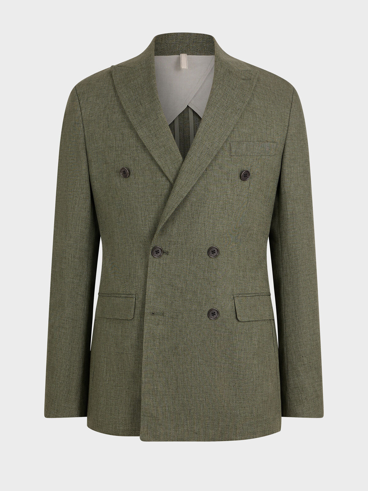 Veste Crois E Regular En Coton Et Lin Kaki