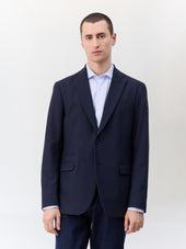 Veste regular en polyester recyclé bleu marine à parementure amovible