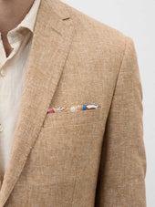 Veste Coordonnable Slim En Lin Et Coton Beige Clair