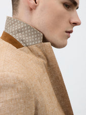 Veste Coordonnable Slim En Lin Et Coton Beige Clair