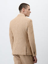 Veste Coordonnable Slim En Lin Et Coton Beige Clair