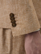 Veste Coordonnable Slim En Lin Et Coton Beige Clair