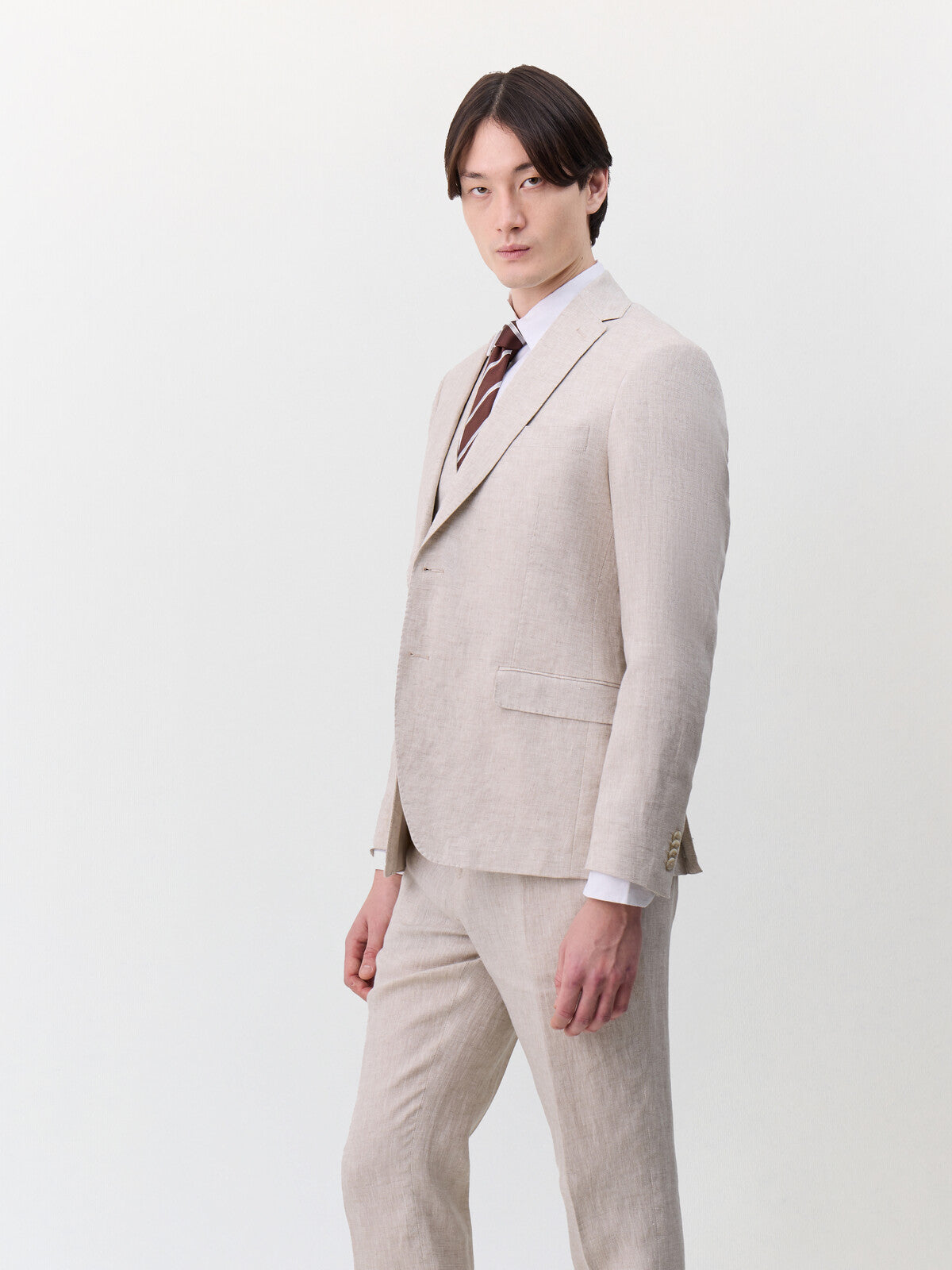 Veste Coordonnable Regular En Lin Beige