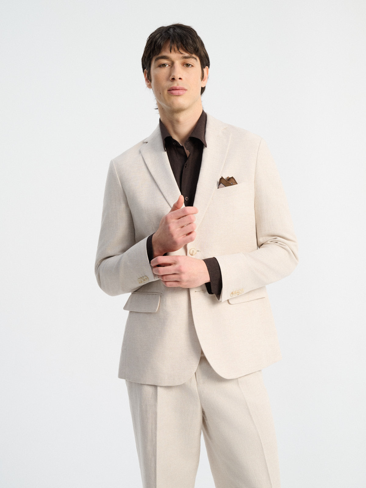 Veste Coordonnable Regular En Lin Et Coton Beiges