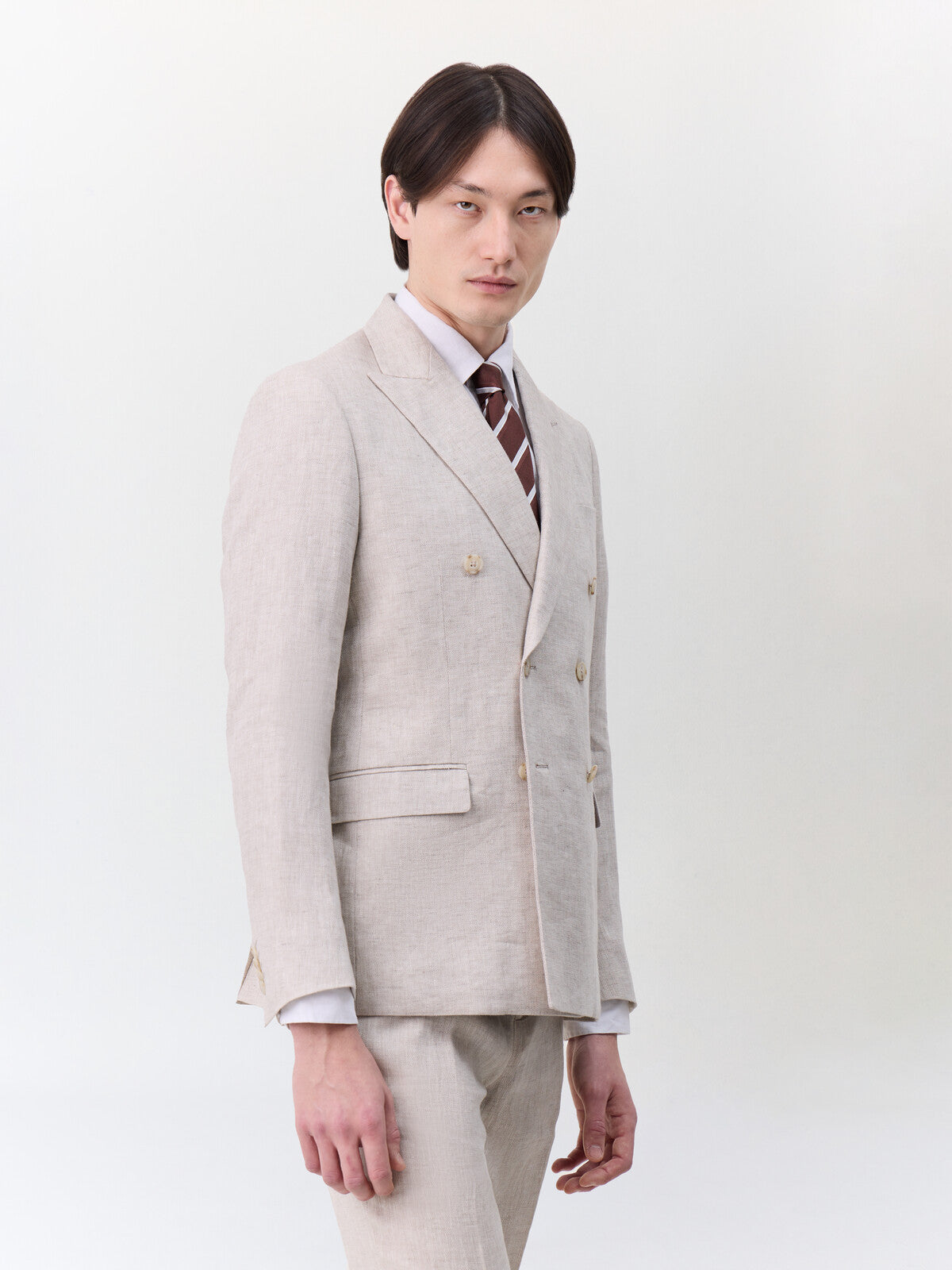 Veste Coordonnable Crois E Regular En Lin Beige