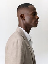 Veste Regular En Lin Et Laine Beige Fonc