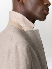 Veste Regular En Lin Et Laine Beige Fonc