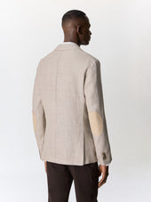 Veste Regular En Lin Et Laine Beige Fonc
