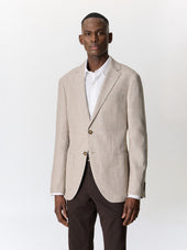 Veste regular en lin et laine beige foncé