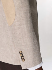 Veste Regular En Lin Et Laine Beige Fonc