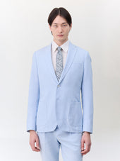 Veste coordonnable regular en lin et coton bleu ciel