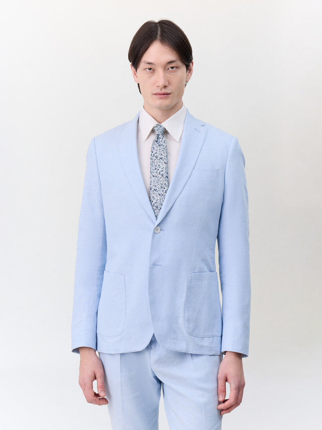 Veste coordonnable regular en lin et coton bleu ciel