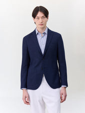 Veste regular en laine mélangée bleu indigo