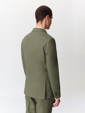 Veste Coordonnable Regular En Coton Et Lin Kaki