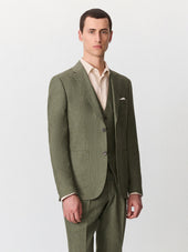 Veste coordonnable regular en coton et lin kaki