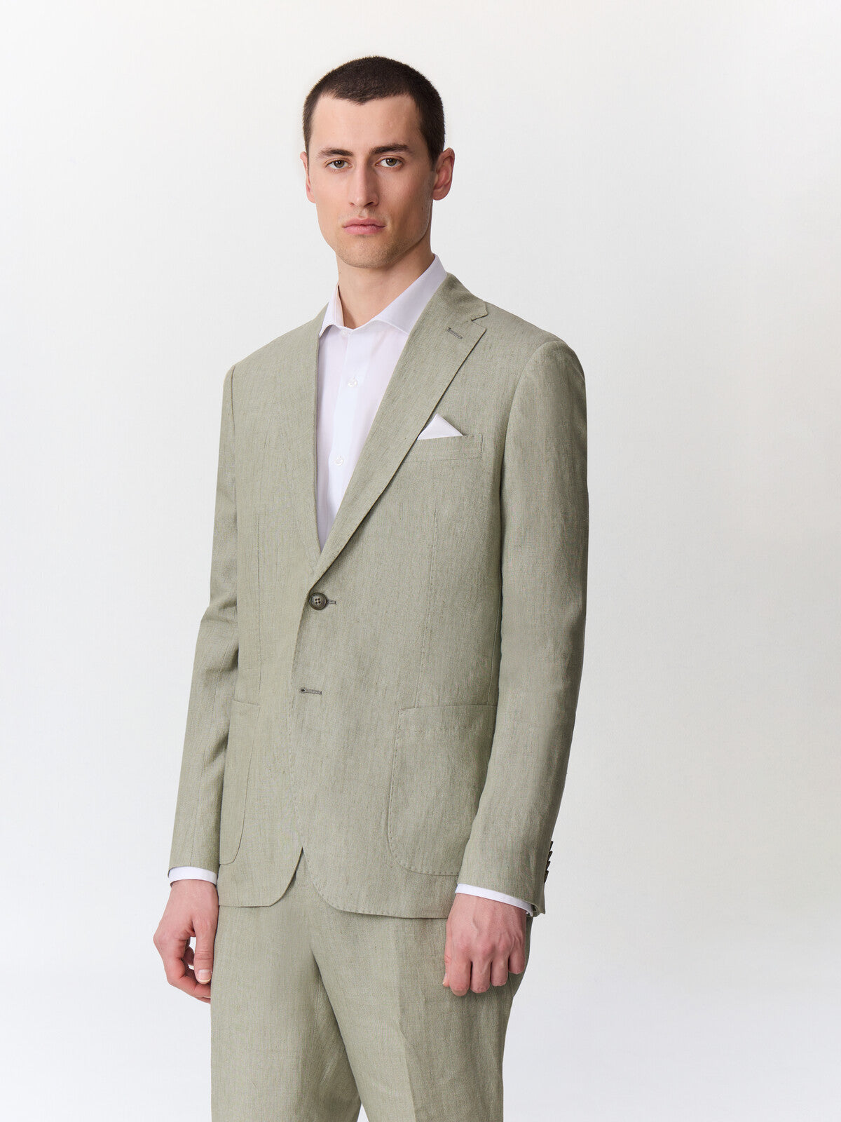 Veste Coordonnable Regular En Lin Kaki