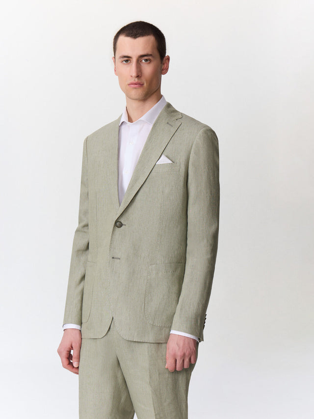 Veste coordonnable regular en lin kaki