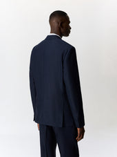 Veste Coordonnable Regular En Lin M Lang Bleu Marine