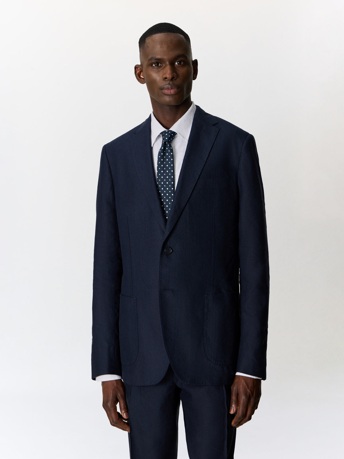 Veste Coordonnable Regular En Lin M Lang Bleu Marine