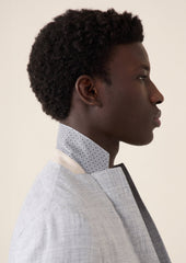 Veste Casual Regular En Lin Gris Clair Prince De Galles