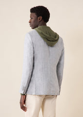 Veste Casual Regular En Lin Gris Clair Prince De Galles