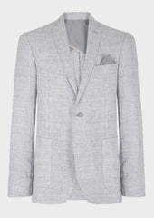 Veste Casual Regular En Lin Gris Clair Prince De Galles