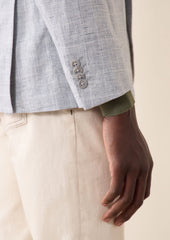 Veste Casual Regular En Lin Gris Clair Prince De Galles
