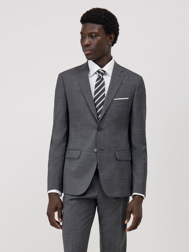 Veste de costume Regular en laine grise Prince de Galles