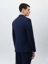Veste De Costume Regular En Laine Bleu Marine Prince De Galles