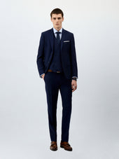 Veste De Costume Regular En Laine Bleu Marine Prince De Galles