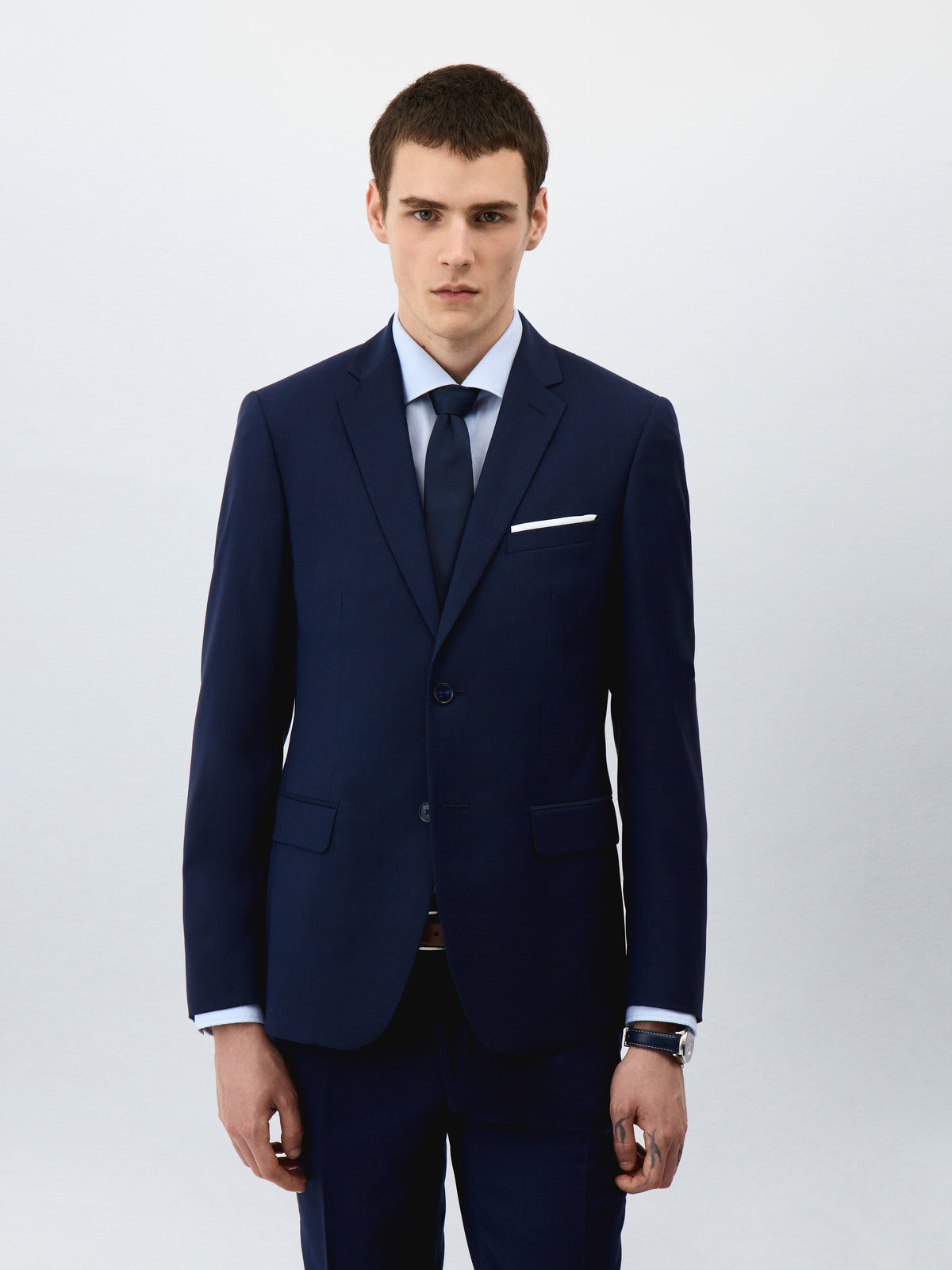 Veste De Costume Regular En Laine Bleu Marine Prince De Galles