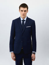 Veste de costume Regular en laine bleu marine Prince de Galles