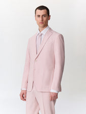 Veste coordonnable regular en coton et lin rose pâle