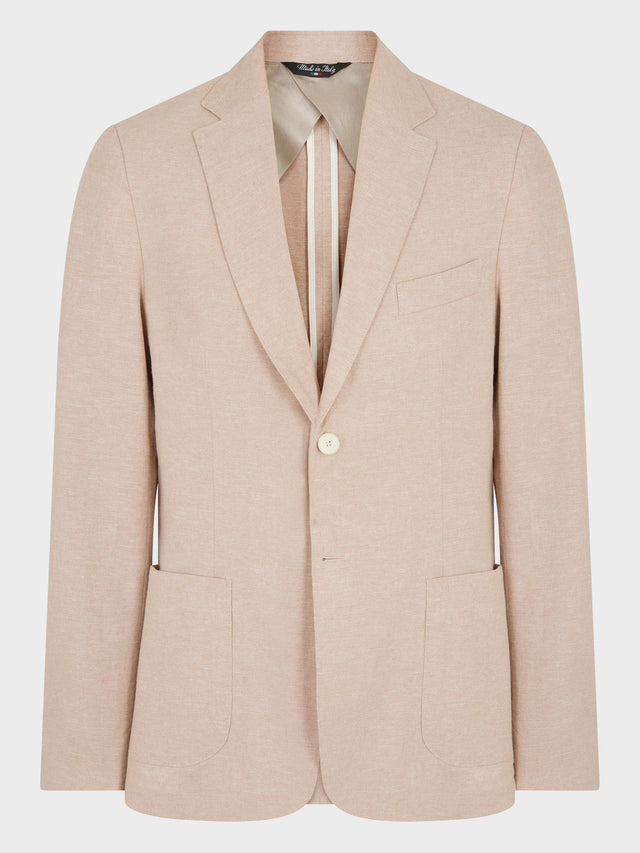 Veste coordonnable Regular en coton et lin unis beiges
