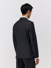 Veste De Costume Regular En Laine Marzotto Unie Anthracite