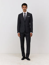Veste De Costume Regular En Laine Marzotto Unie Anthracite