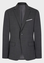 Veste De Costume Voyage Regular En Laine Marzotto Unie Grise