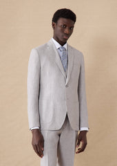 Veste coordonnable Regular en lin uni gris perle