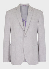 Veste Coordonnable Regular En Lin Uni Gris Perle