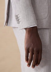 Veste Coordonnable Regular En Lin Uni Gris Perle