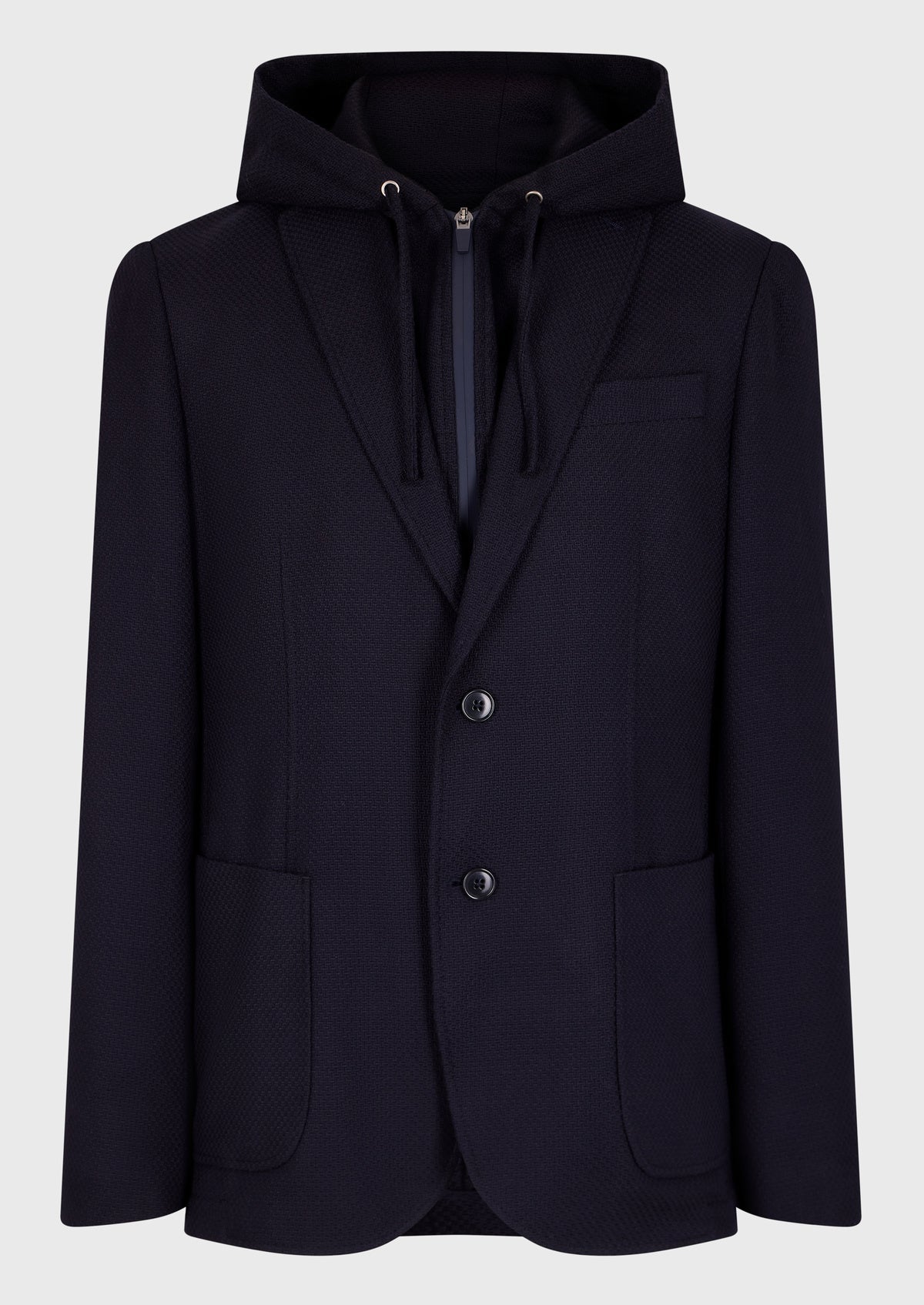 Veste Casual Regular En Coton Bio Et Polyamide Recycl Unis Bleu Marine Parementure Capuche