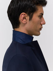 Veste De Costume Regular En Laine Marzotto Unie Bleu Marine