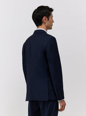 Veste De Costume Regular En Laine Marzotto Unie Bleu Marine
