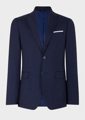 Veste De Costume Regular En Laine Marzotto Unie Bleu Marine