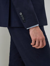 Veste De Costume Voyage Regular En Laine Marzotto Unie Bleu Marine