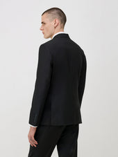 Veste De Costume Regular En Laine Marzotto Unie Noire