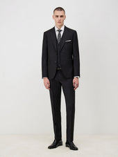 Veste De Costume Regular En Laine Marzotto Unie Noire