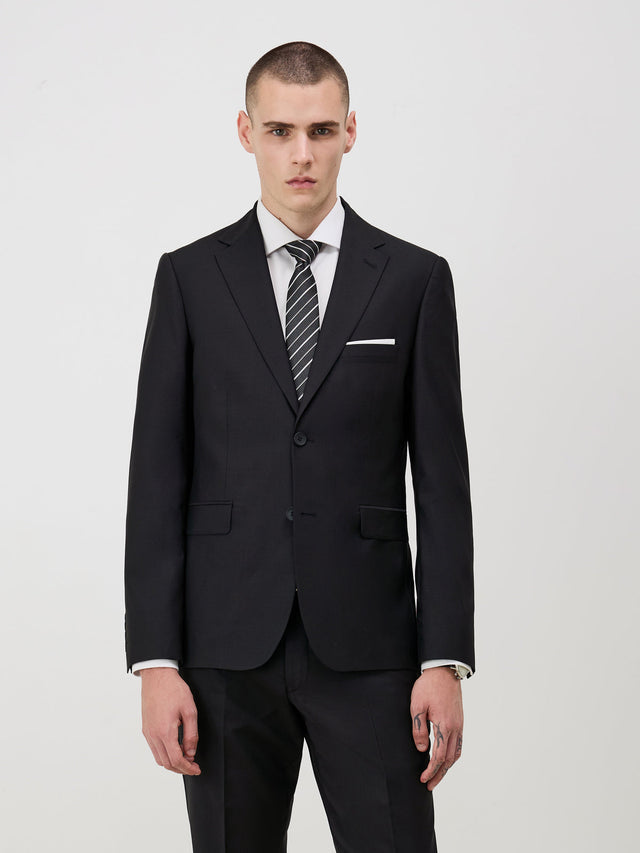 Veste de costume Regular en laine Marzotto unie noire