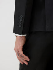 Veste De Costume Regular En Laine Marzotto Unie Noire