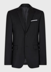 Veste De Costume Regular En Laine Marzotto Unie Noire